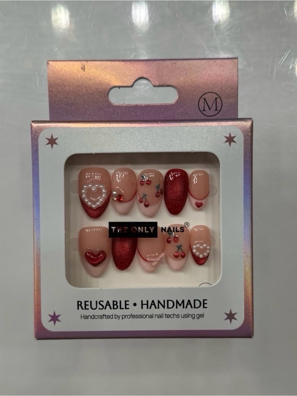 Press On Nails With A Cherry & Coquette Design (Ready To Ship)